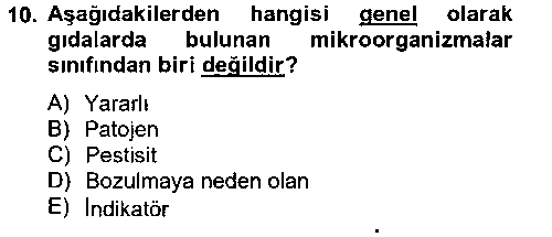 LBV212U Gıda Güvenliğinin Temel Prensipleri çıkmış sınav sorusu 1