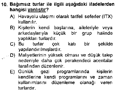 TSH101U Tur Planlaması ve Yönetimi çıkmış sınav sorusu 1