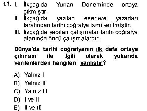 TAR305U Tarihi Coğrafya çıkmış sınav sorusu 1