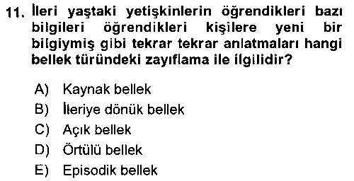 YAB211U Yaşlılarda Davranış Sorunları Ve Uyum çıkmış sınav sorusu 3