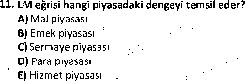 BS2007 Makro iktisat çıkmış sınav sorusu 3