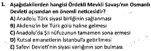 TAR2004 Osmanlı Tarihi 2 çıkmış sınav sorusu 1