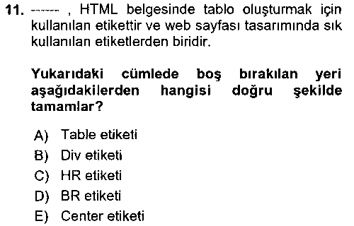 YBS405U İnternet Ve Web Programlama çıkmış sınav sorusu 2