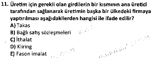 DT2003 İthalat-İhracat Tekniği çıkmış sınav sorusu 3