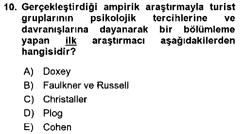 TRZ302U Toplum Temelli Turizm çıkmış sınav sorusu 2