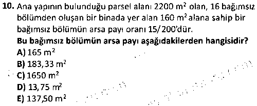 EY2004 Gayrimenkul Mevzuatı çıkmış sınav sorusu 2