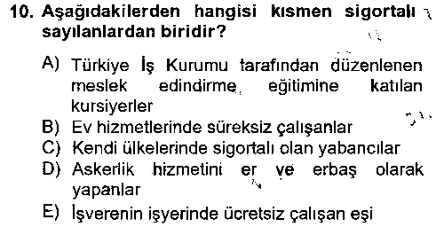 HUK402U Sosyal Güvenlik Hukuku çıkmış sınav sorusu 2