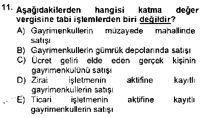 EMY205U Gayrimenkullerde Vergilendirme çıkmış sınav sorusu 2