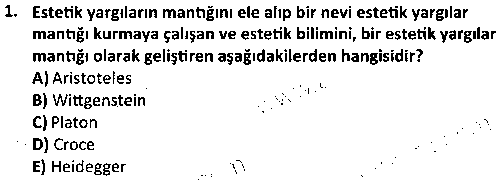 TMT1002 Estetik ve Sanat Felsefesi çıkmış sınav sorusu 1