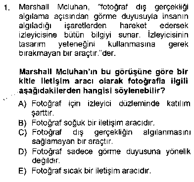FOT105U Fotoğraf Kültürü çıkmış sınav sorusu 1