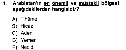 TAR103U İslam Tarihi ve Medeniyeti 1 çıkmış sınav sorusu 1