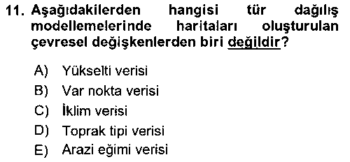 CBS124U Coğrafi Bilgi Sistemlerinin Kullanım Alanları 1 çıkmış sınav sorusu 3