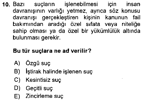 HUK229U Ceza Hukuku Bilgisi çıkmış sınav sorusu 2