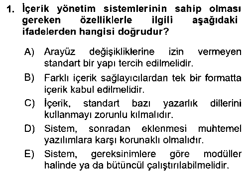 WTK201U İçerik Yönetim Sistemleri çıkmış sınav sorusu 1