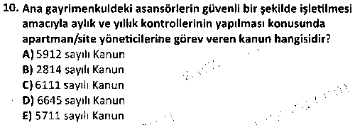 EY2009 Bina Yönetimi ve Site İşletmeciliği çıkmış sınav sorusu 2