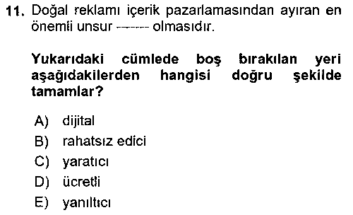 SMY104U Dijital Çağda Reklam çıkmış sınav sorusu 3