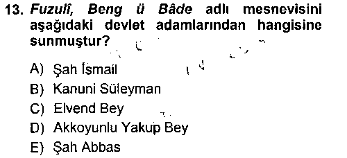 EDB301U XVI. Yüzyıl Türk Edebiyatı çıkmış sınav sorusu 3