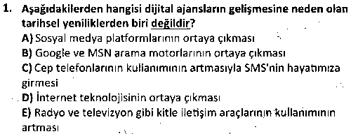 RKL4001 Reklam Ajansı Yönetimi çıkmış sınav sorusu 1