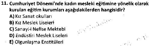 TAR4007 Türkiye Cumhuriyeti Kurumları Tarihi çıkmış sınav sorusu 3