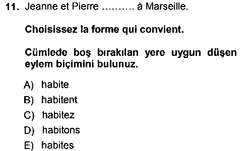 FRA101U Fransızca 1 çıkmış sınav sorusu 2