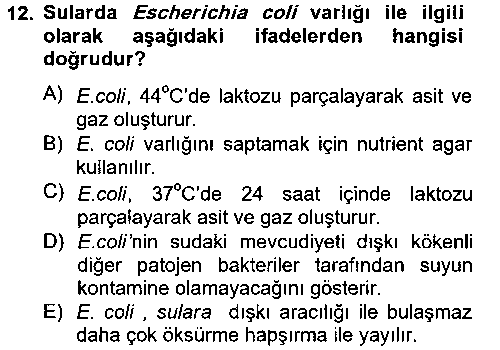 LBV104U Hijyen ve Sanitasyon çıkmış sınav sorusu 2