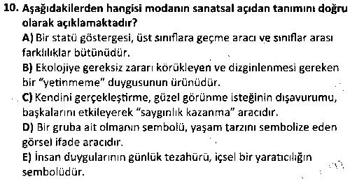 TMT1006 Moda Tasarımına Giriş çıkmış sınav sorusu 2
