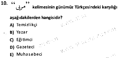 TAR2001 Osmanlı Türkçesi Metinleri 1 çıkmış sınav sorusu 2