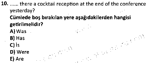 TSH2007 Turizmde Mesleki İngilizce çıkmış sınav sorusu 2