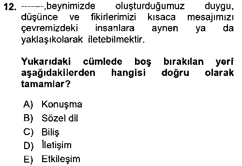 EBR108U İletişim ve Alternatif İletişim Sistemleri çıkmış sınav sorusu 3