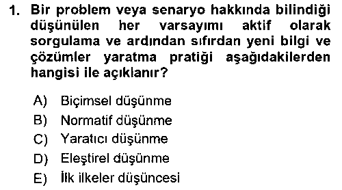 GIT205U Görsel Tasarımda Yaratıcı Düşünme Teknikleri çıkmış sınav sorusu 1