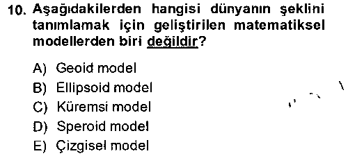 CBS104U Coğrafi Bilgi Sistemleri çıkmış sınav sorusu 2