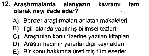 ARY101U Sosyal Bilimlerde Araştırma Yöntemleri çıkmış sınav sorusu 2