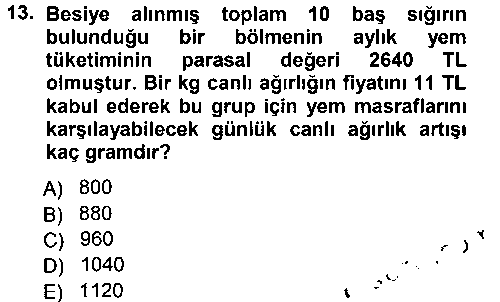 TRM201U Hayvan Yetiştirme çıkmış sınav sorusu 2