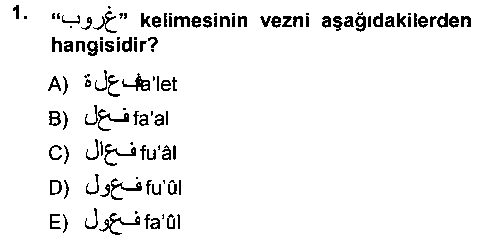 TDE205U Osmanlı Türkçesi Grameri 1 çıkmış sınav sorusu 1