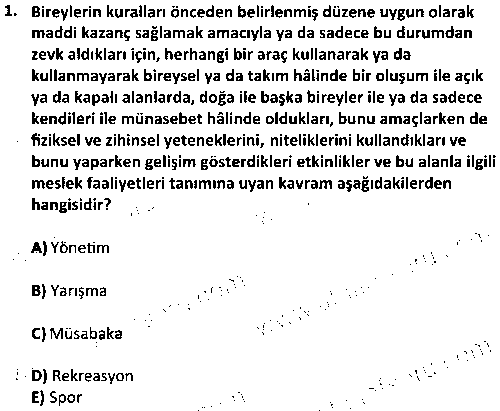 SPY2005 Spor Yönetimi çıkmış sınav sorusu 1