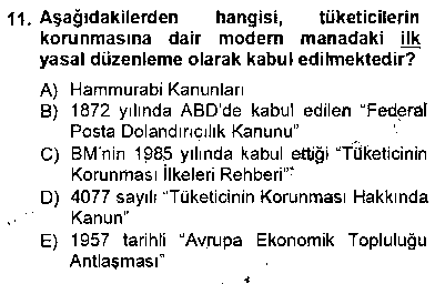 HUK219U Tüketici Hukuku çıkmış sınav sorusu 3