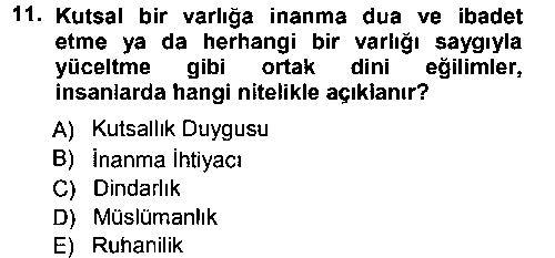 Din Psikolojisi çıkmış sınav sorusu 2