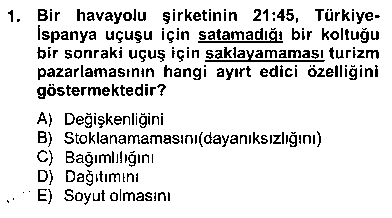 PZL218U Turizm Pazarlaması çıkmış sınav sorusu 1