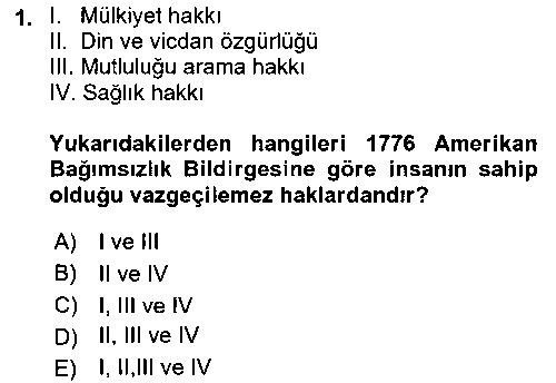 HUK130U İnsan Hakları Hukukuna Giriş çıkmış sınav sorusu 1