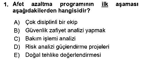 ADY213U Afet Yönetiminde Sağlık Hizmetleri çıkmış sınav sorusu 1