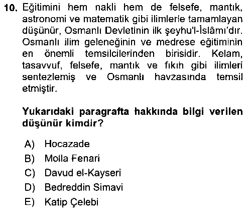 THE207U İslam Düşünce Tarihi çıkmış sınav sorusu 2