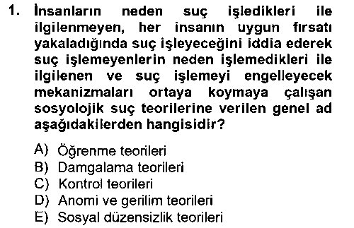 SOS318U Suç Sosyolojisi çıkmış sınav sorusu 1