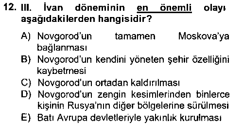 TAR208U Rusya Tarihi çıkmış sınav sorusu 3