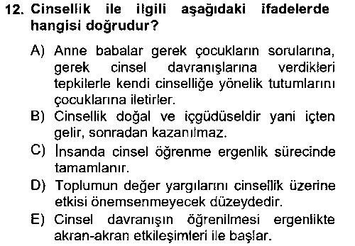 EVI206U Aile Psikolojisi ve Eğitimi çıkmış sınav sorusu 2