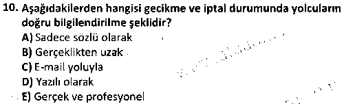 SHI2006 Yolcu ve Yer Hizmetleri çıkmış sınav sorusu 2