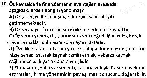 SAG2008 Sağlık Kurumlarında Finansal Yönetim çıkmış sınav sorusu 2