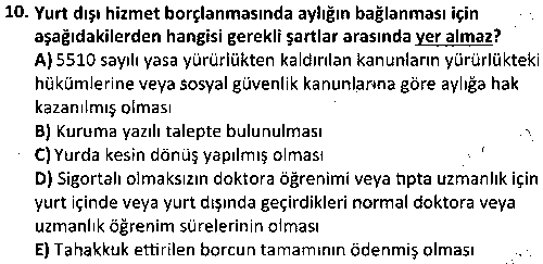 SOH2010 Sosyal Güvenlik Sistemi çıkmış sınav sorusu 2