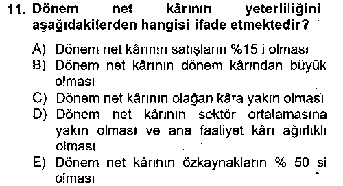 MUH202U Mali Analiz çıkmış sınav sorusu 3