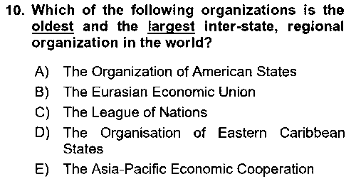 ULI208U Regional Organizations çıkmış sınav sorusu 2