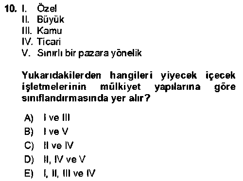 ASC211U Yiyecek Ve İçecek İşletmeciliği çıkmış sınav sorusu 2